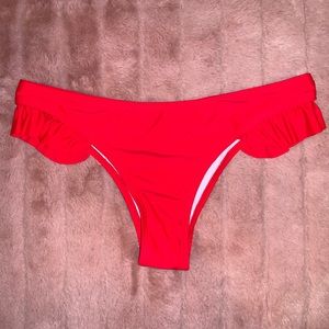 NWOT Red Bikini Bottoms with Ruffles